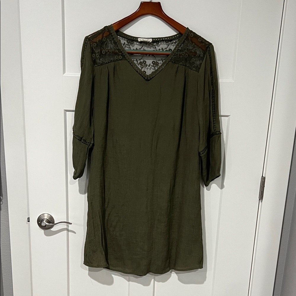 Indigo Rose Olive Green Dress with Lace Detail Sz 1X